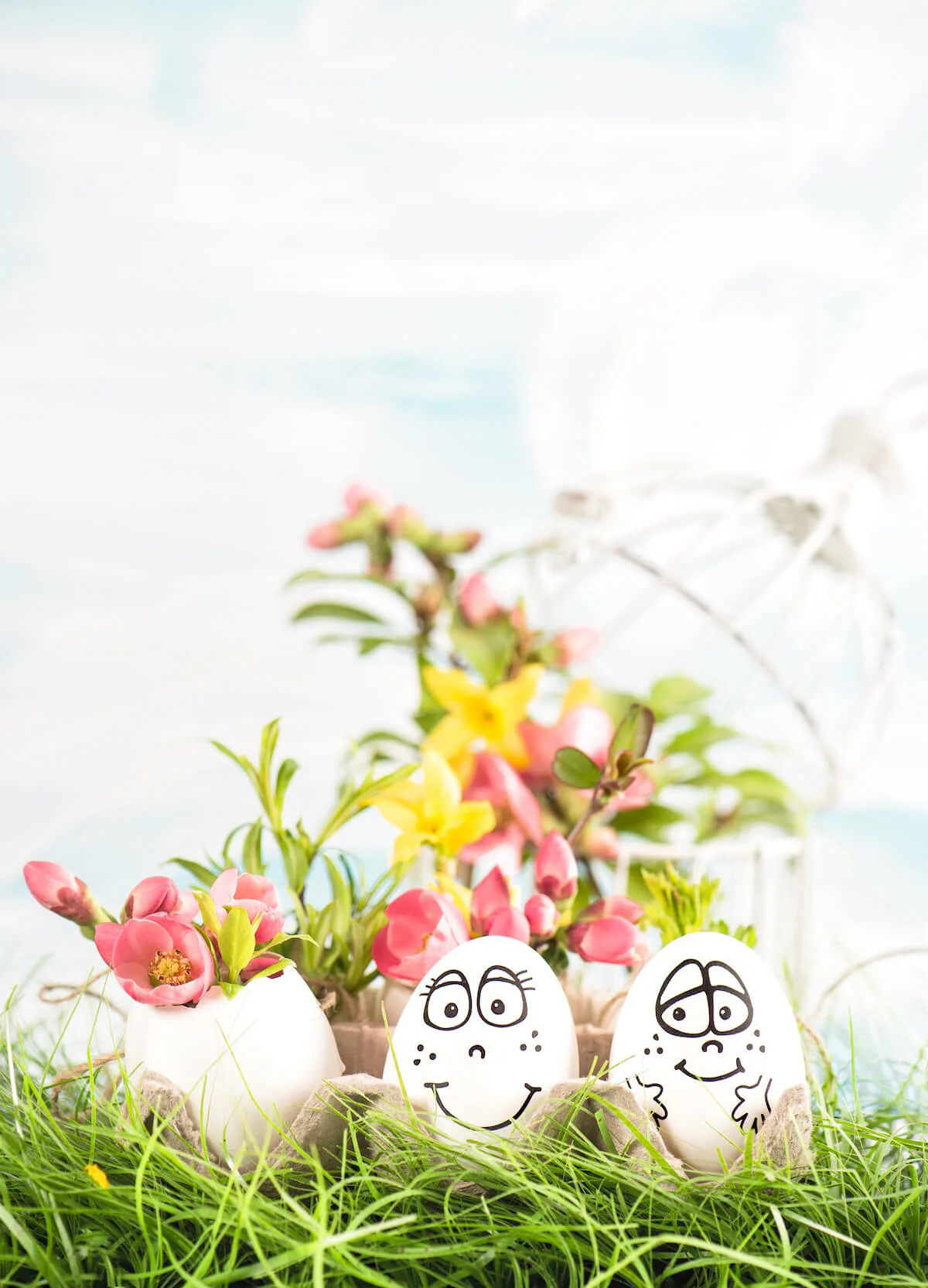 eggs decorated with funny faces