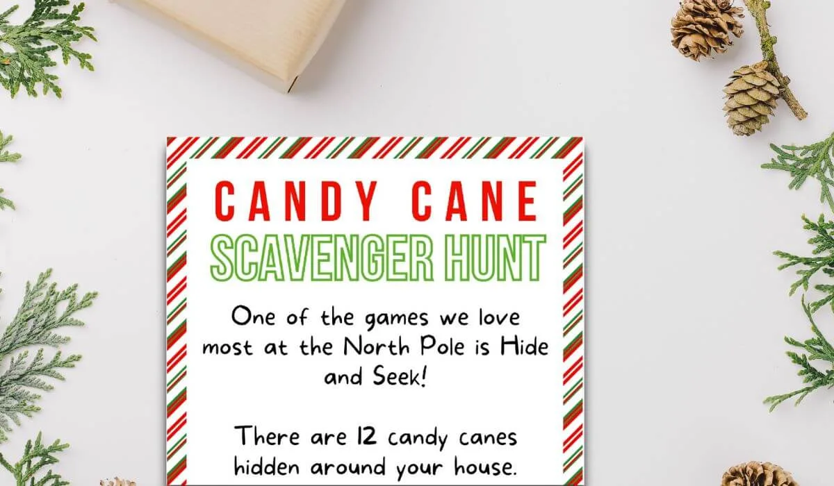 elf on the shelf candy cane scavenger hunt printable