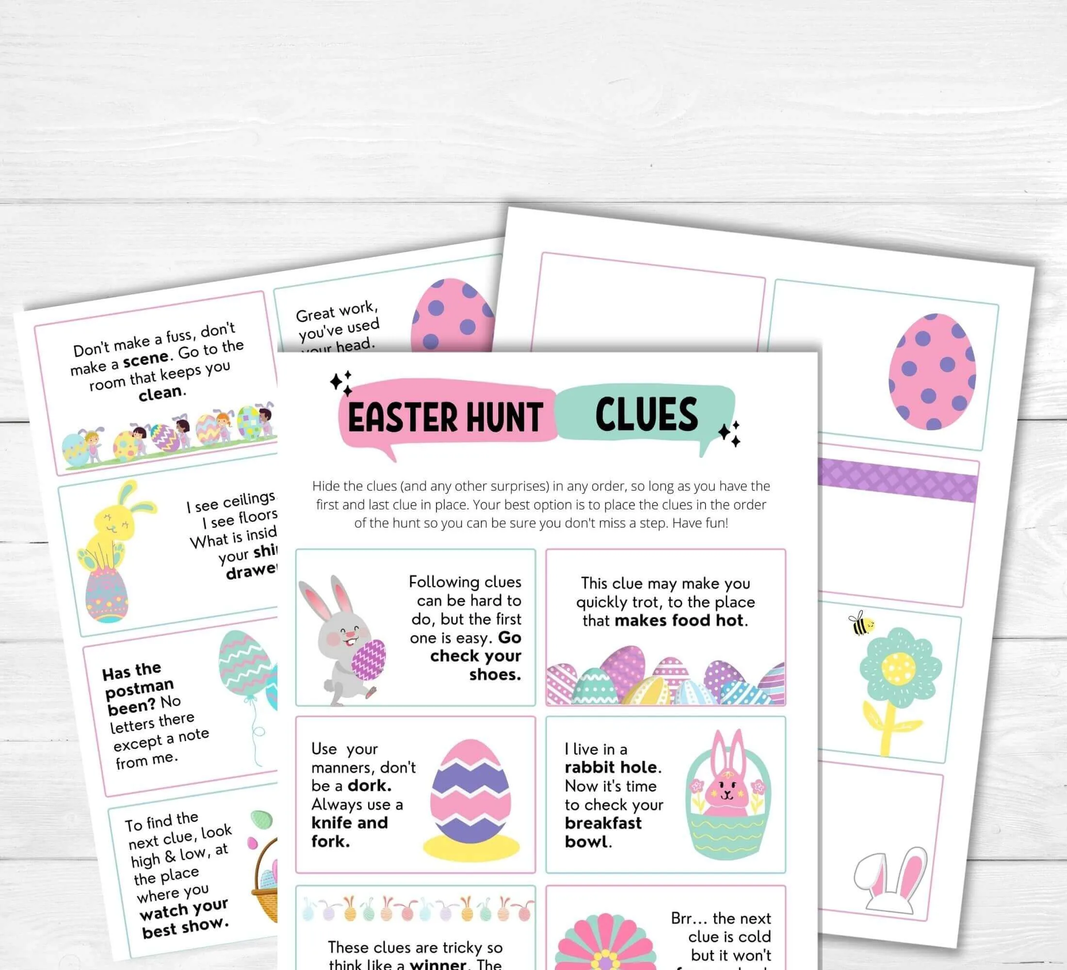 free Easter scavenger hunt clues printable