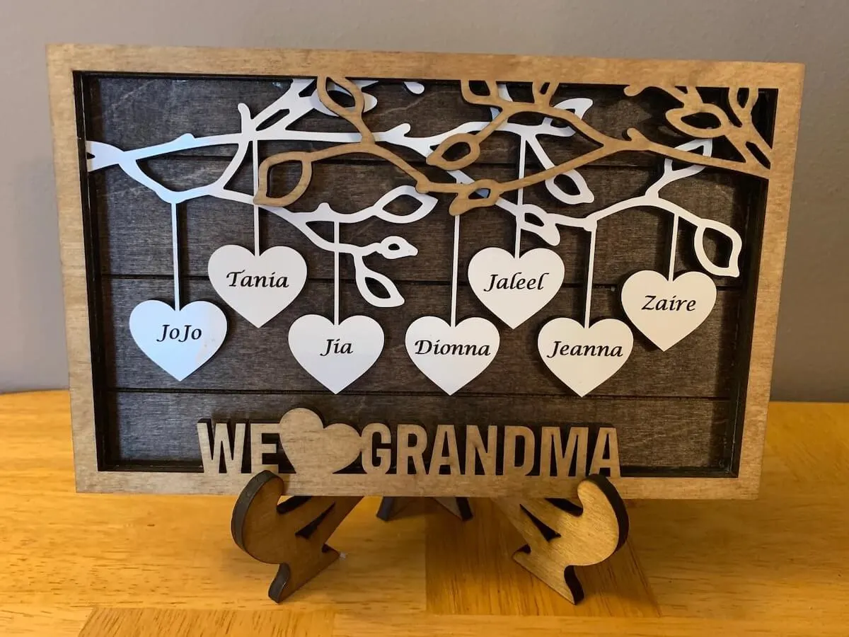 we love grandma family tree wall hanging