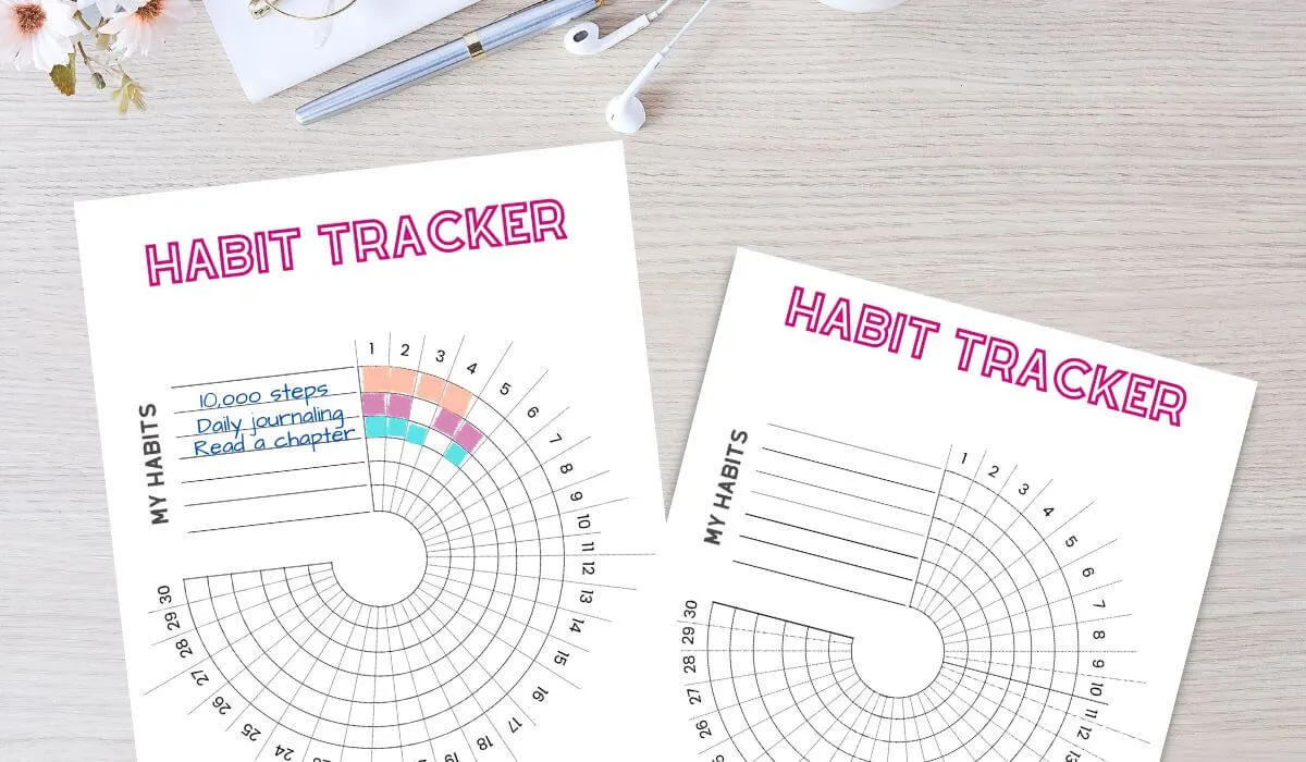 free printable circular habit tracker.
