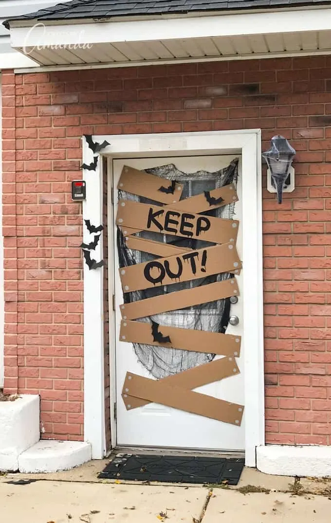 boarded up halloween door