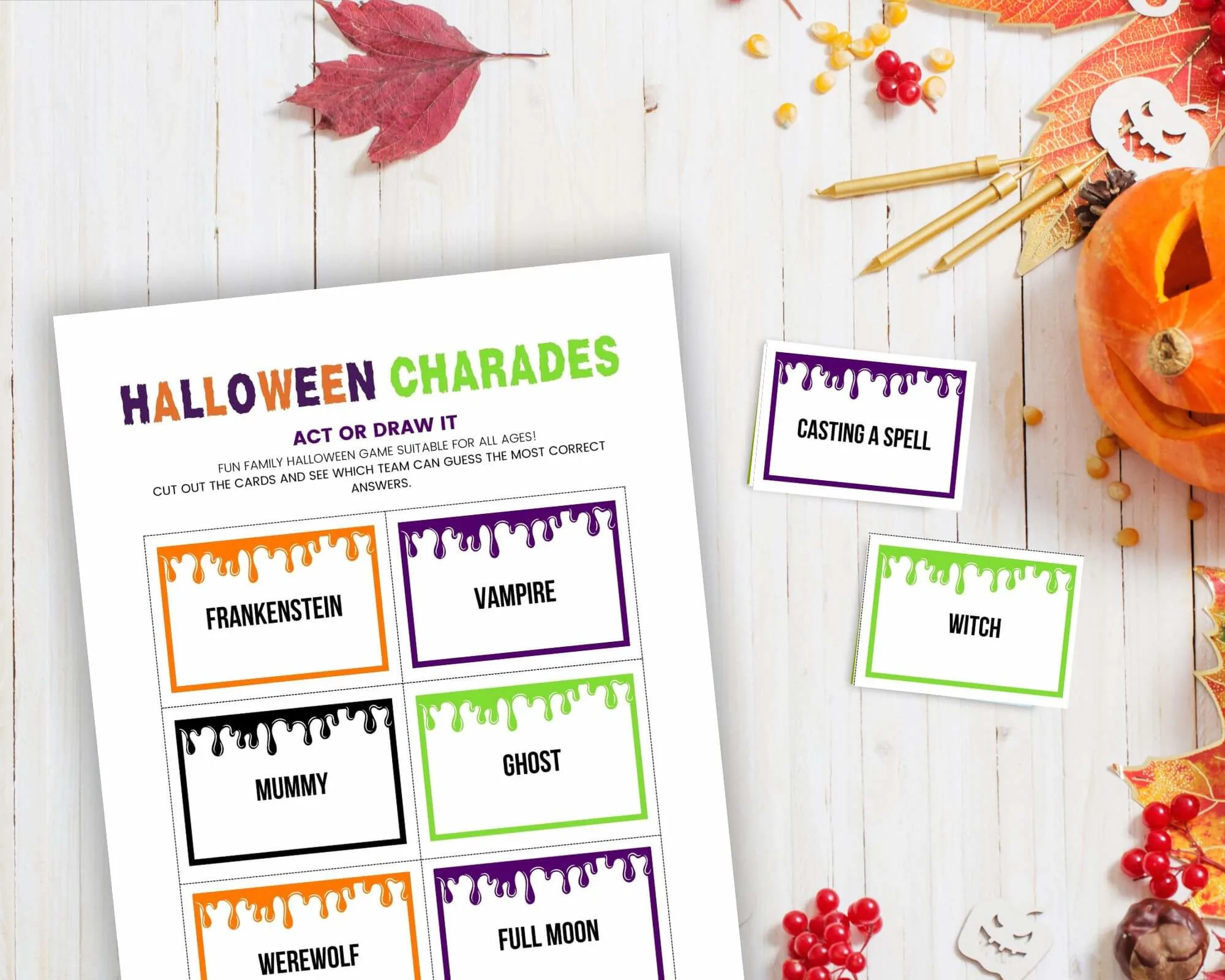 Halloween printable charades game