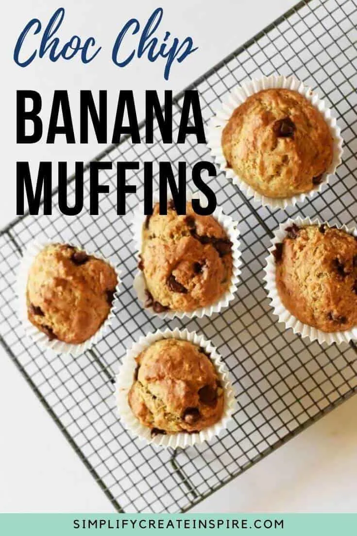 Moist banana muffins with chocolate chips