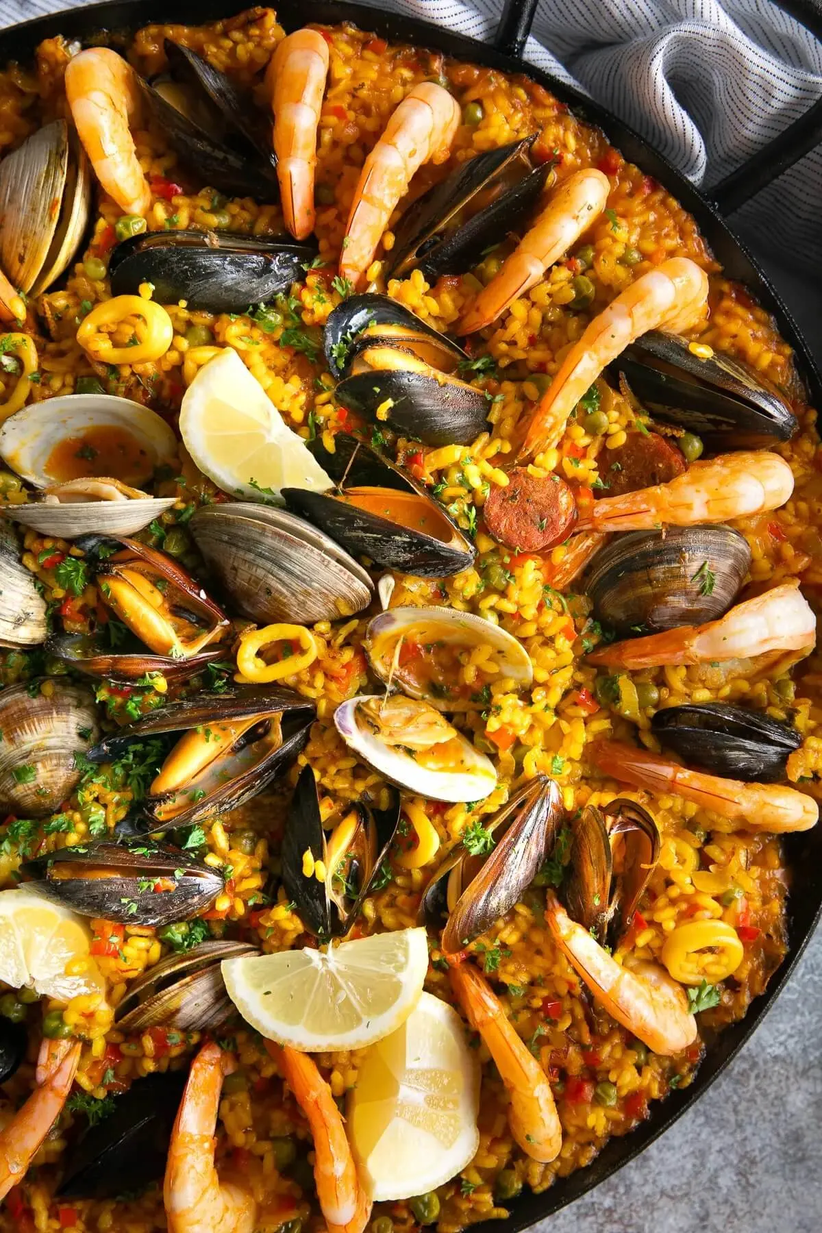 spanish paella in a pan