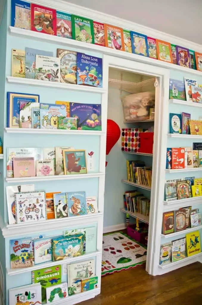 library wall for kids room