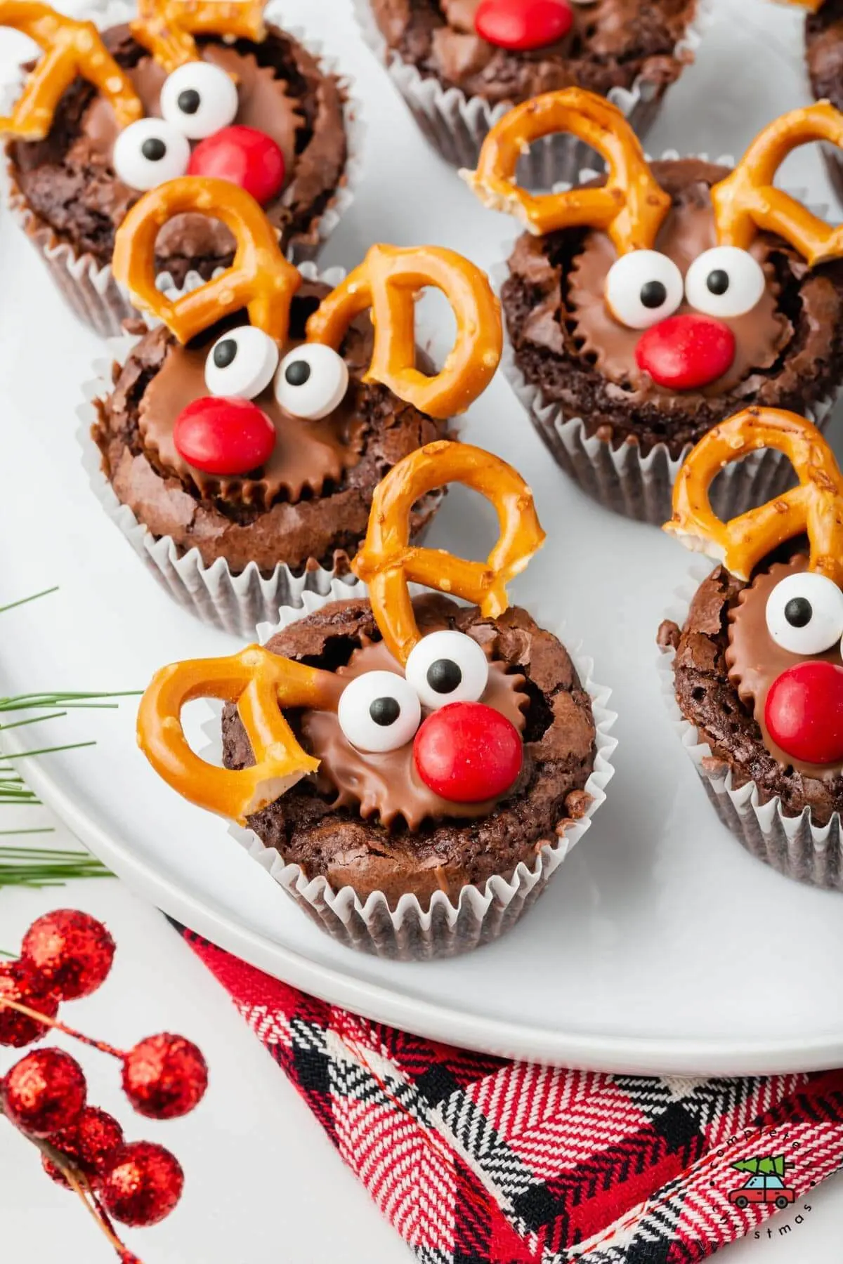 reindeer peanut butter brownie cups