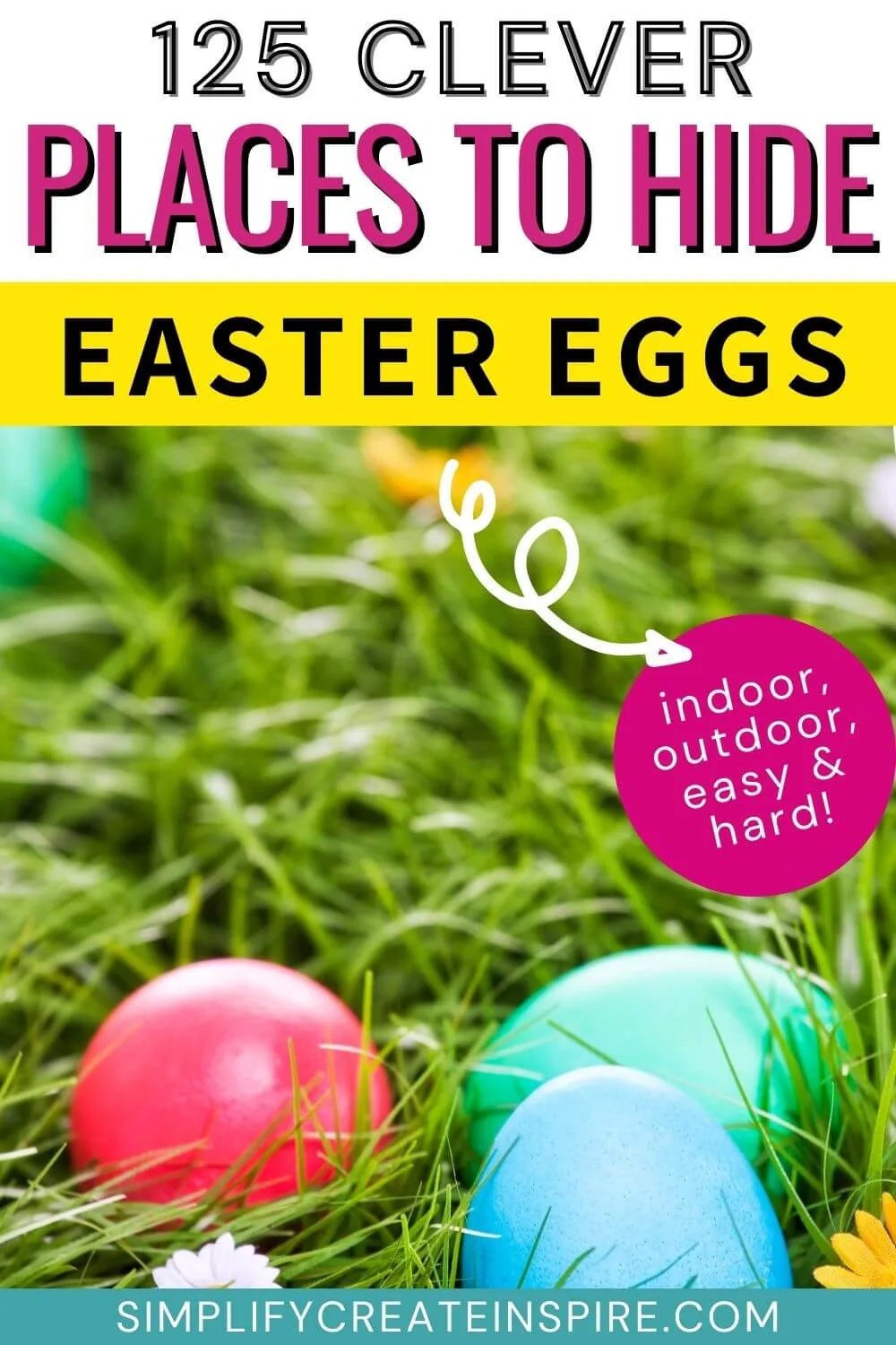 Pinterest image - Text reads best places to hide easter eggs