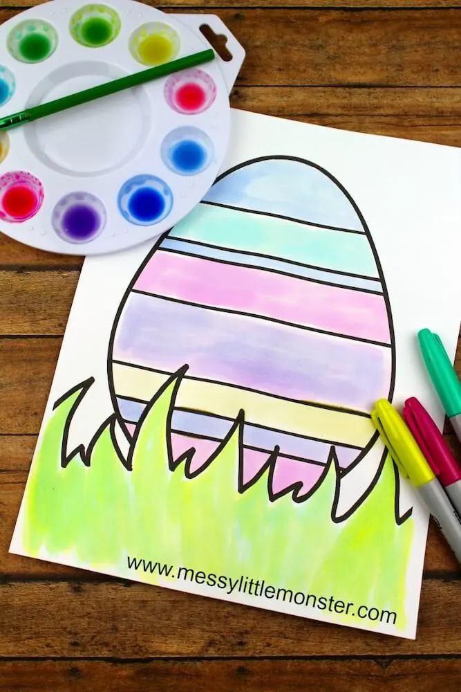 water colour easter egg sheet