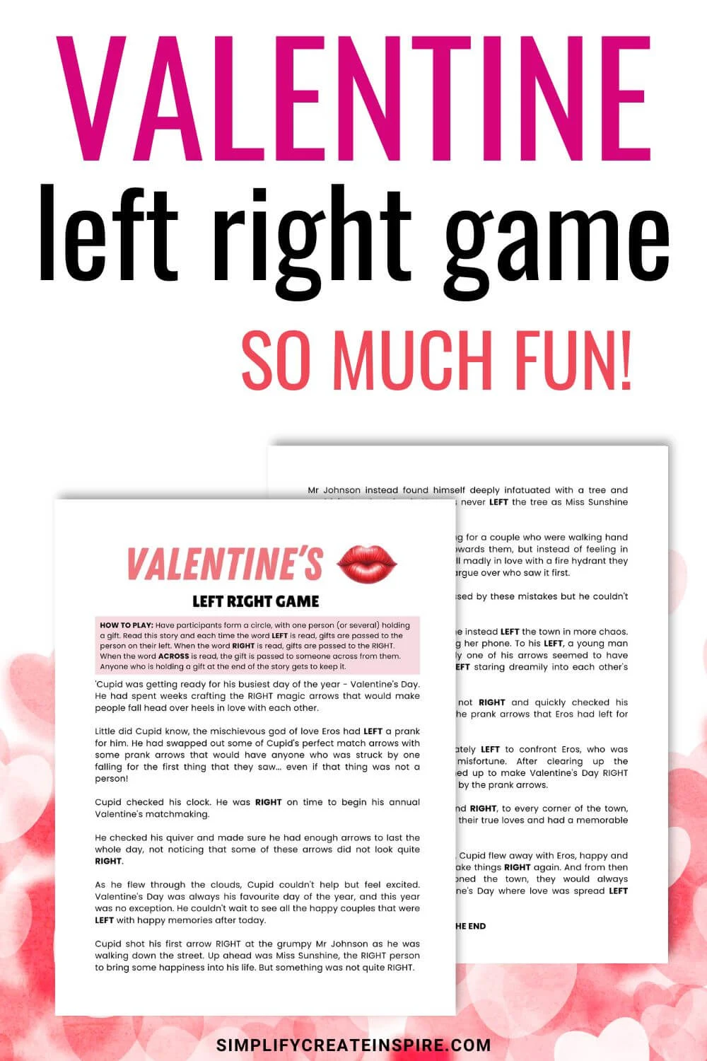 valentine left right game.