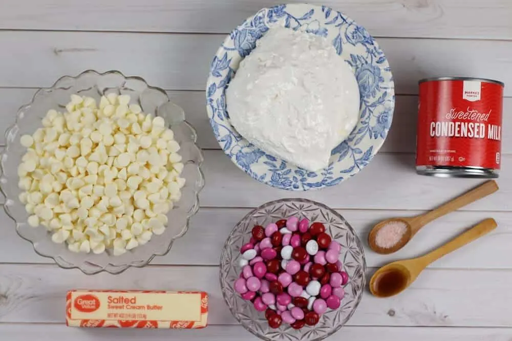 Ingredients for valentines fudge